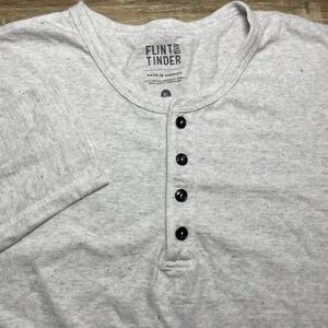 Flint and Tinder Midweight Jersey Long Sleeve Henley Shirt Men XL Light Grey USA